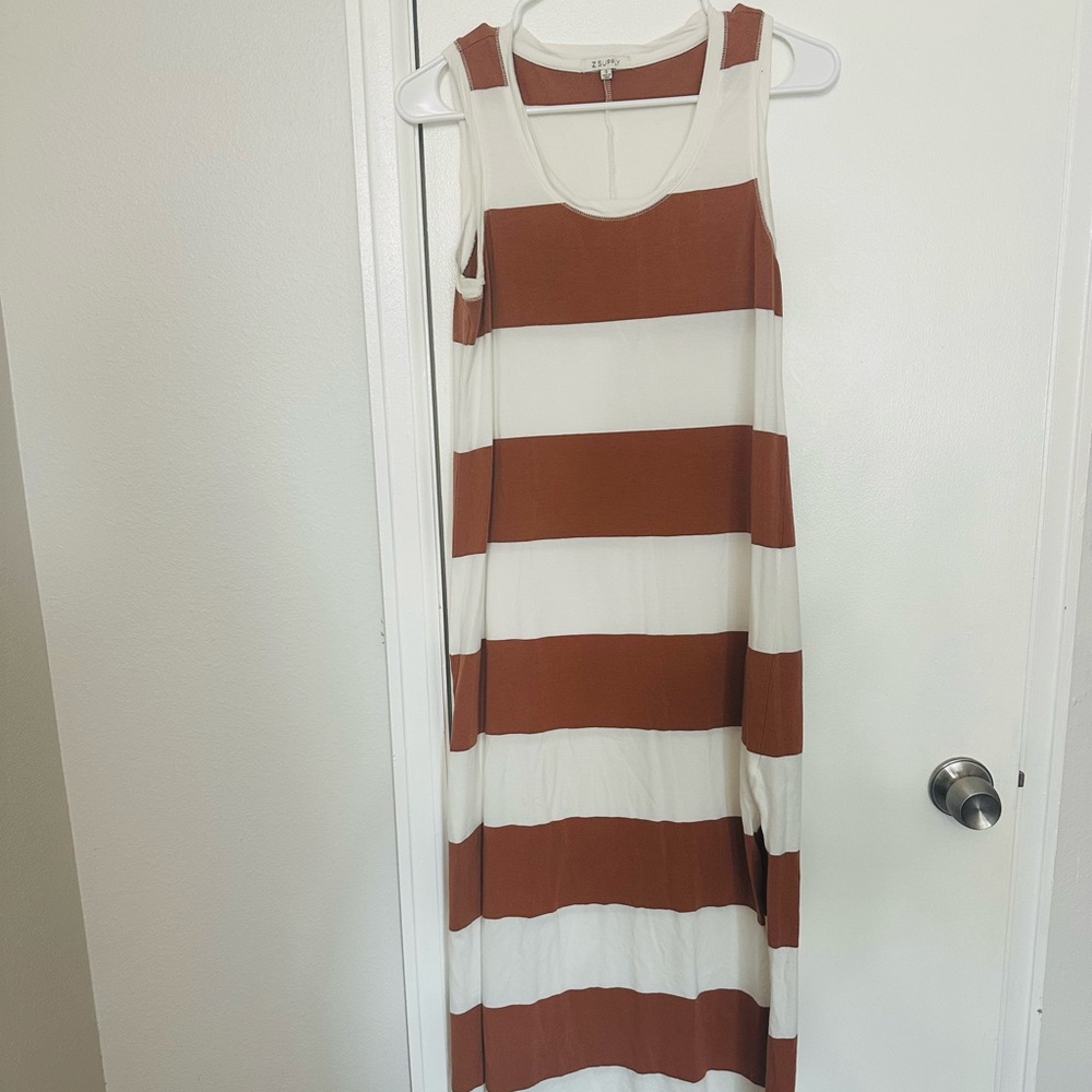 Z SUPPLY - Brown and white stripped midi dress - SMALL